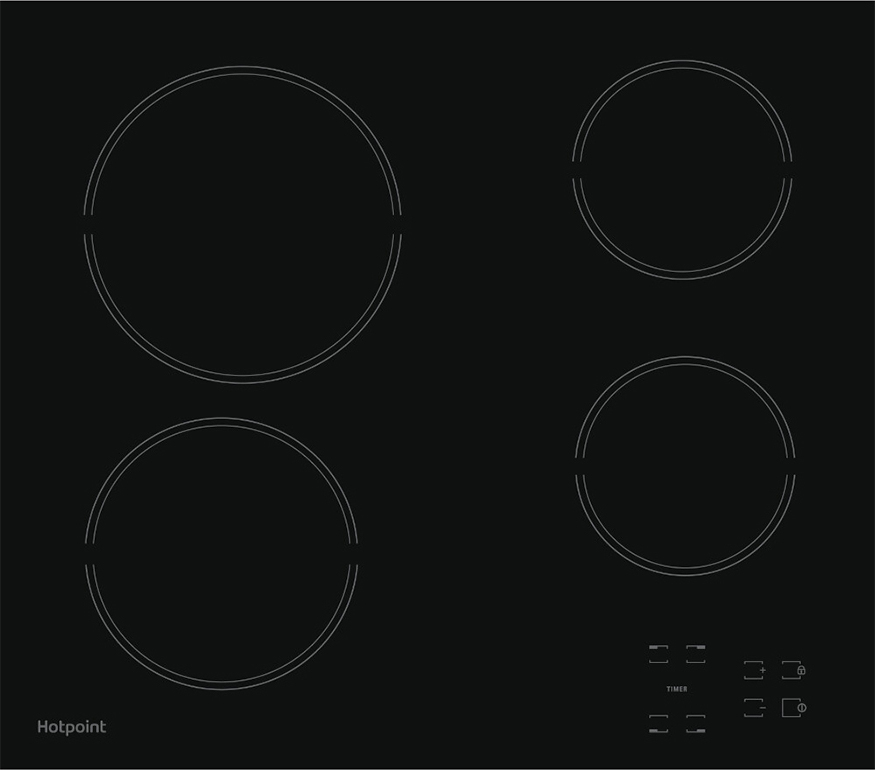 Εστία Αυτόνομη Κεραμική Hotpoint-Ariston HR 615 C 4 Θέσεων Π58εκ Μαύρη