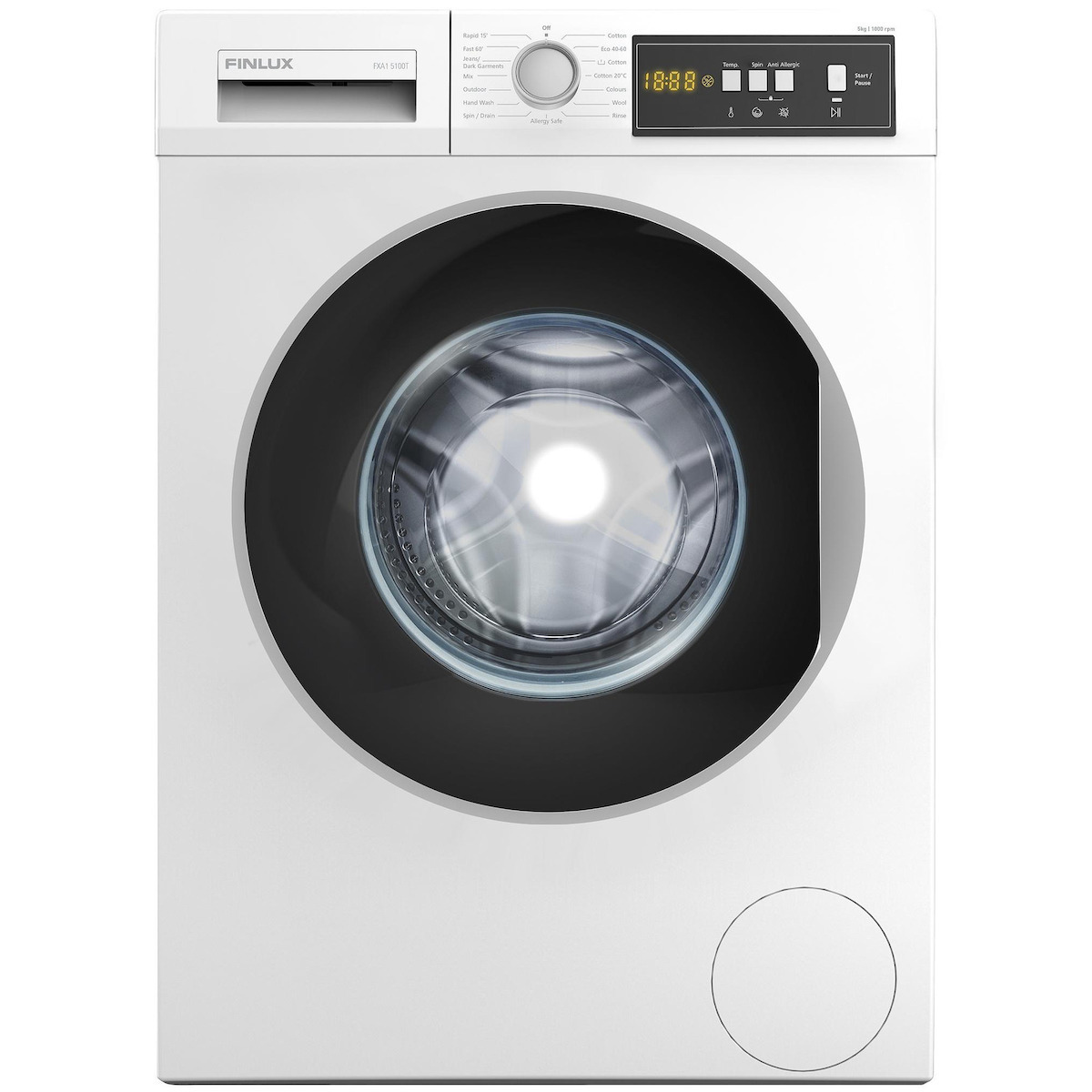 Πλυντήριο Ρούχων Finlux FXA1 5100T 5kg D 1000 Στροφών Λευκό