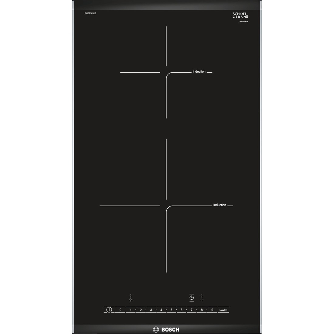 Εστία Αυτόνομη Επαγωγική Domino Bosch PIB375FB1E 2 Θέσεων 30.6x52.7εκ. Μαύρη