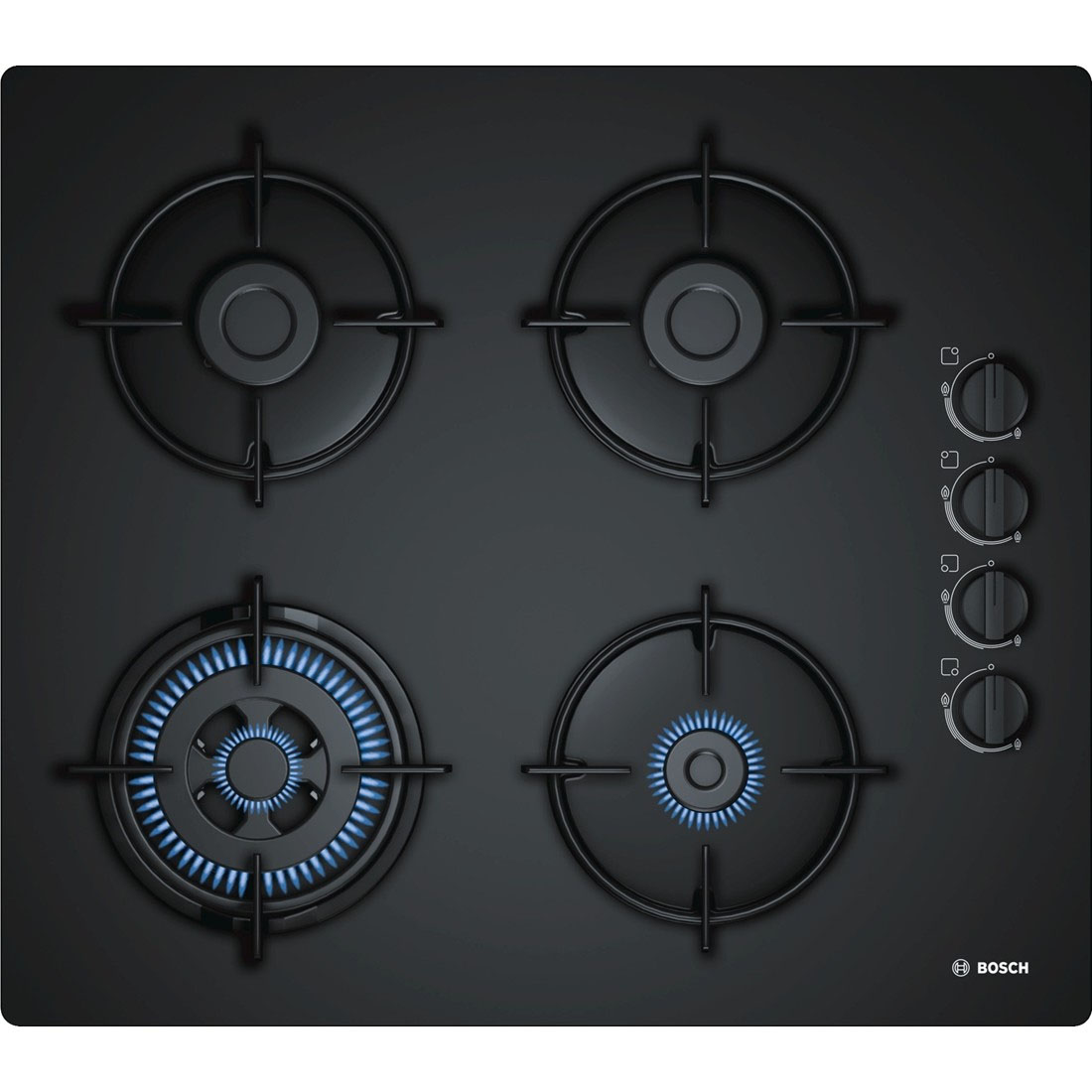 Εστία Αυτόνομη Υγραερίου Bosch POH6B6B10 4 Θέσεων 59x52εκ. Μαύρη
