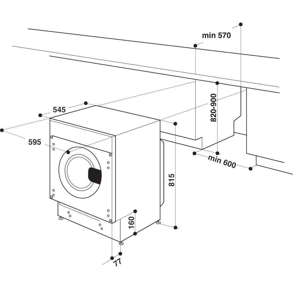 Πλυντήριο Ρούχων Εντοιχιζόμενο Hotpoint-Ariston BI WMHG 81485 EU 8kg Β 1400 Στροφών - Image 3