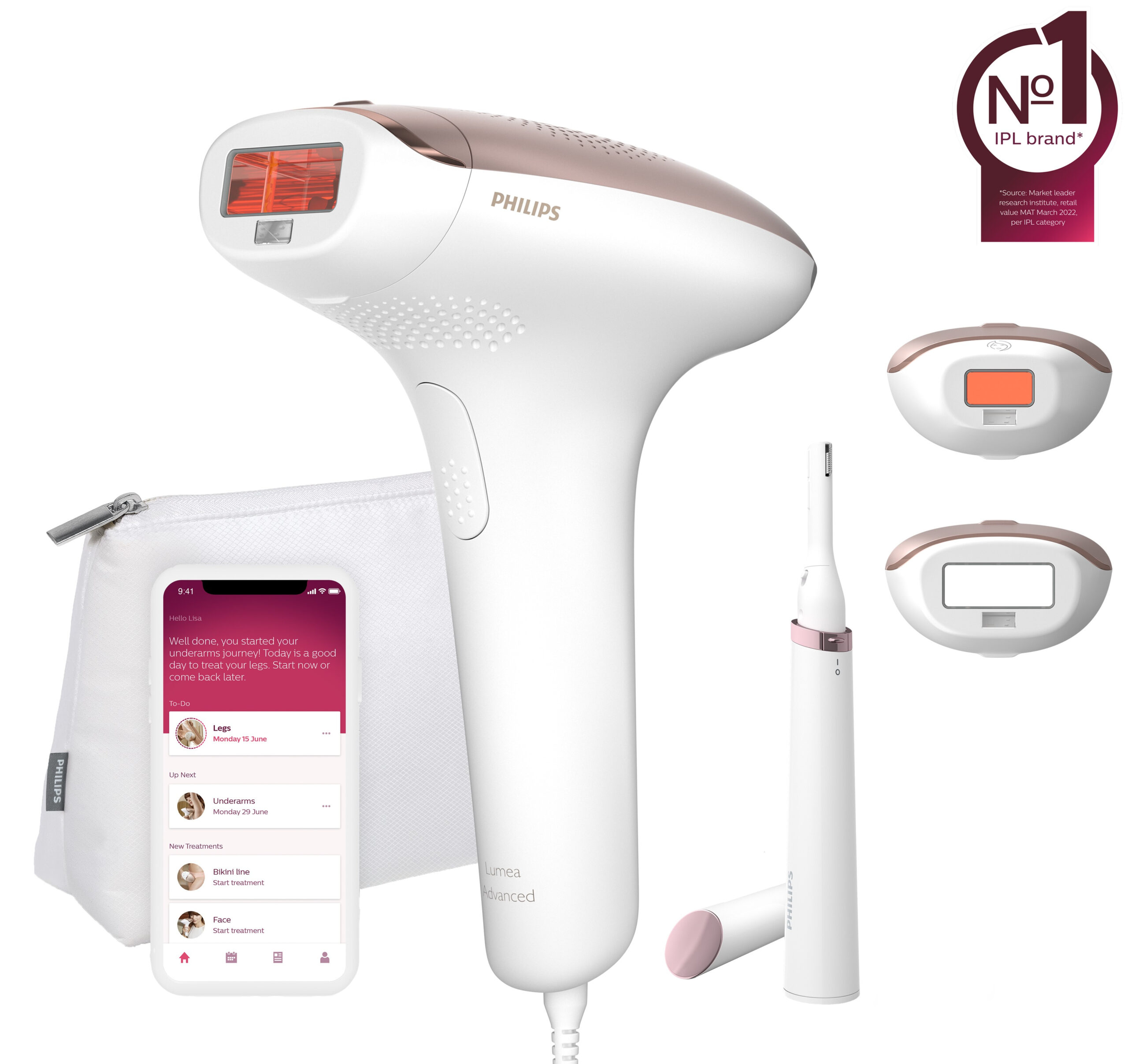 Αποτριχωτική Μηχανή Φωτόλυσης Philips Lumea Advanced BRI921/00 ΙPL Ροζ/Λευκή