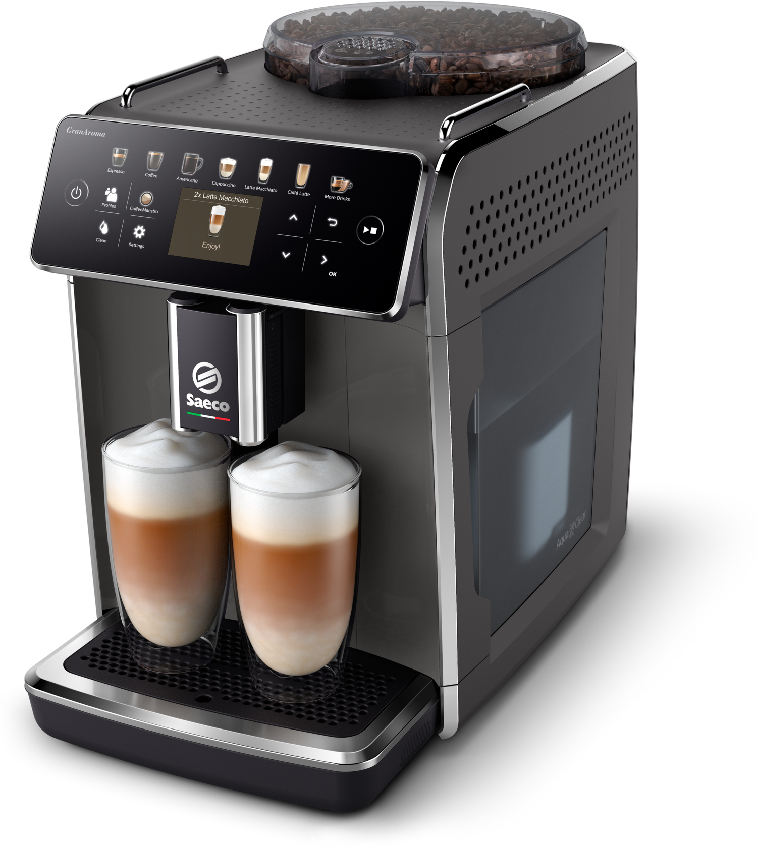 Μηχανή Espresso Philips Saeco GranAroma SM6580/10 1500W Πίεσης 15bar με Μύλο Άλεσης Μαύρη
