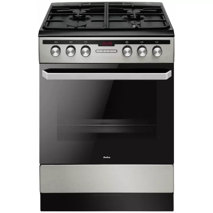 Κουζίνα Amica 618GEH2.33HZpTaDpAF(Xsx ) 65lt Α με Εστίες Υγραερίου και φούρνο Ρεύματος 60εκ Inox