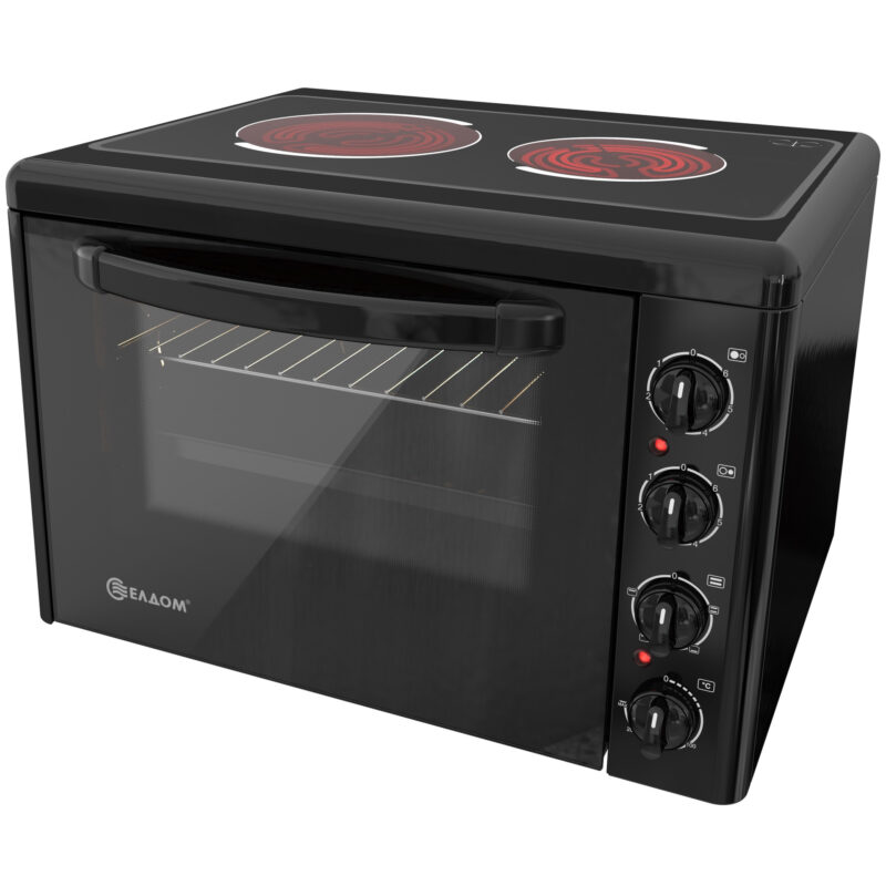 Ηλεκτρικό Φουρνάκι Eldom 201VFEN-NEW 38lt 3300W με 2 Εστίες Κεραμικές Μαύρο