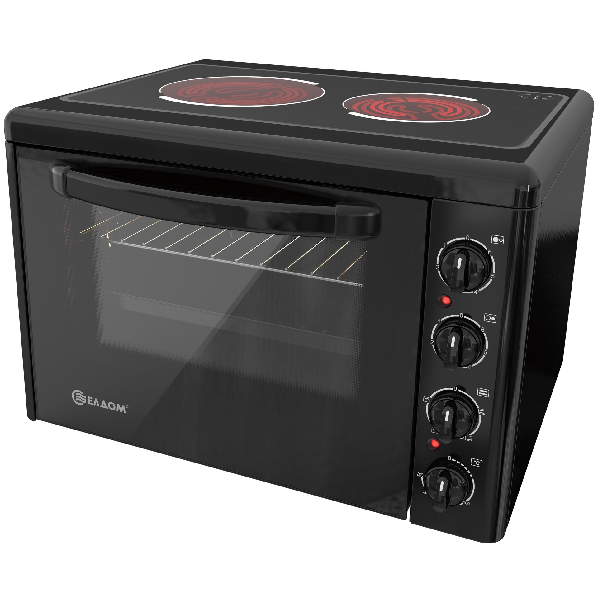 Ηλεκτρικό Φουρνάκι Eldom 201VFEN-NEW 38lt 3300W με 2 Εστίες Κεραμικές Μαύρο