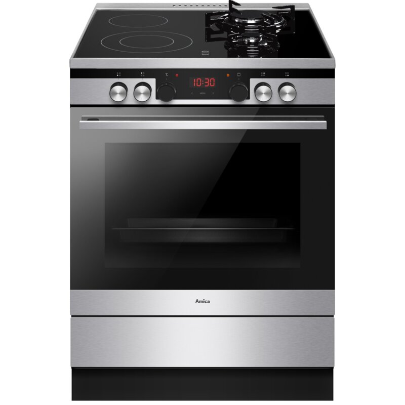 Κουζίνα AMICA 6226MCE3.45EEZPTSD(XX) 77lt με Εστίες Υγραερίου & Ρεύματος Π60εκ. Inox