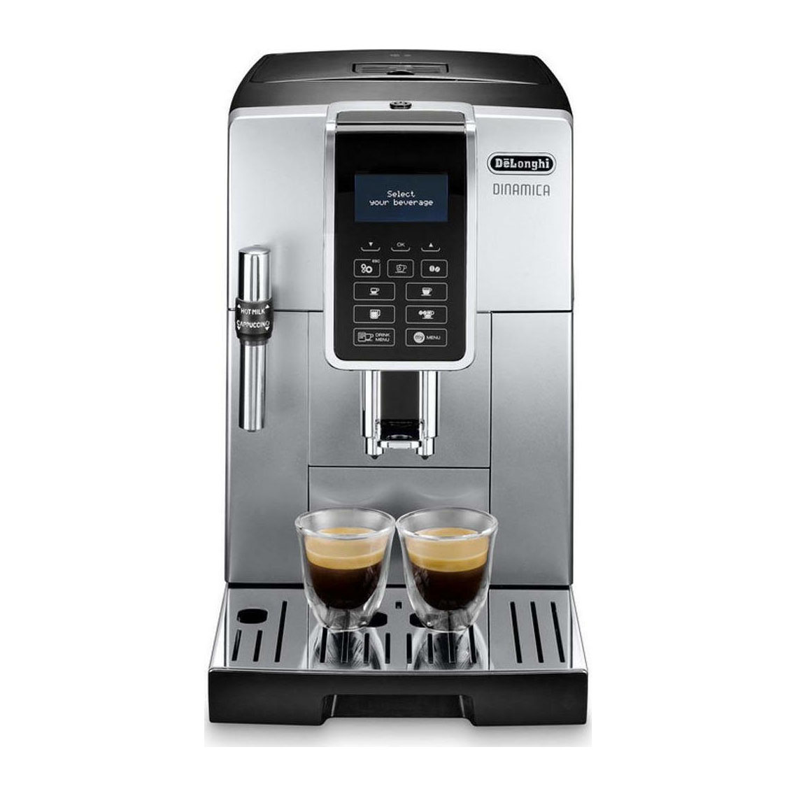 Μηχανή Espresso  De'Longhi Dinamica ECAM350.35.SB Αυτόματη  1450W Πίεσης 15bar για cappuccino με Μύλο Άλεσης Ασημί