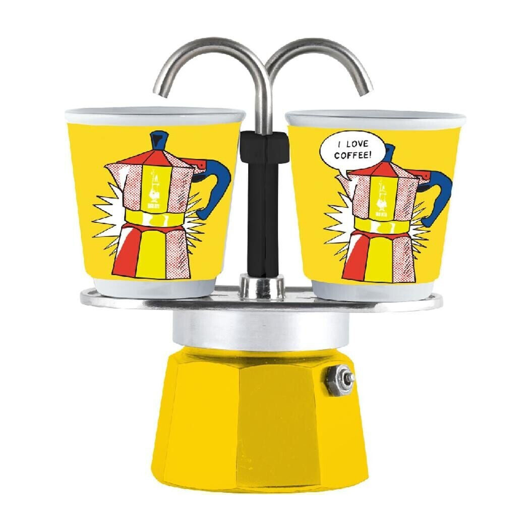 Μπρίκι Espresso Bialetti 0001405 MINI EXPRESS Set Lichtenstein 2cups Κίτρινο