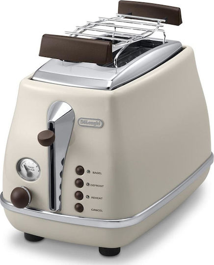 Φρυγανιέρα 2 Θέσεων De'Longhi Icona Vintage CTOV 2103.BG 900Watt Μπεζ