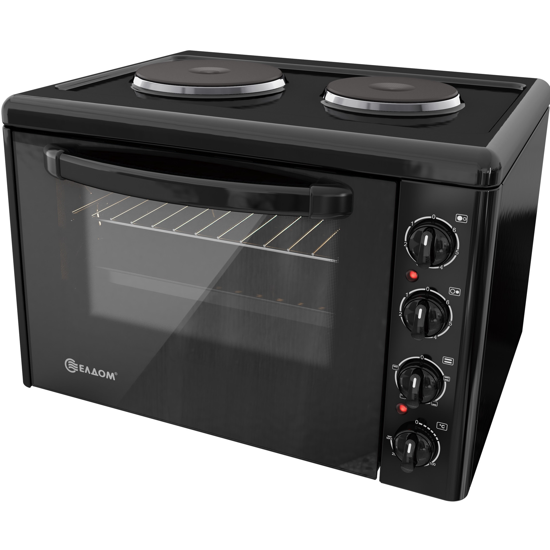 Ηλεκτρικό Φουρνάκι Eldom 203VFEN-NEW 38lt 3100W με 2 Εστίες Εμαγιέ Μαύρο