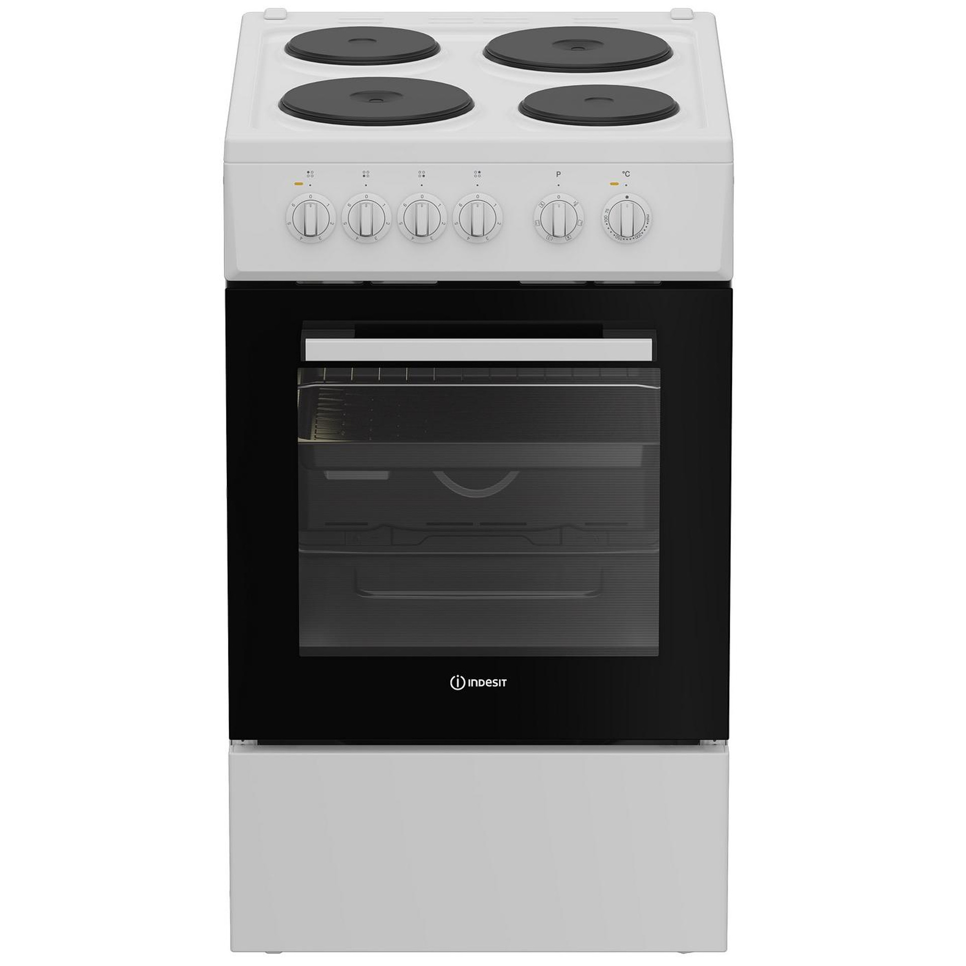 Κουζίνα Indesit I5E5PMW με Εμαγιέ Εστίες, Υδρόλυση, Π50εκ, Α, Λευκή