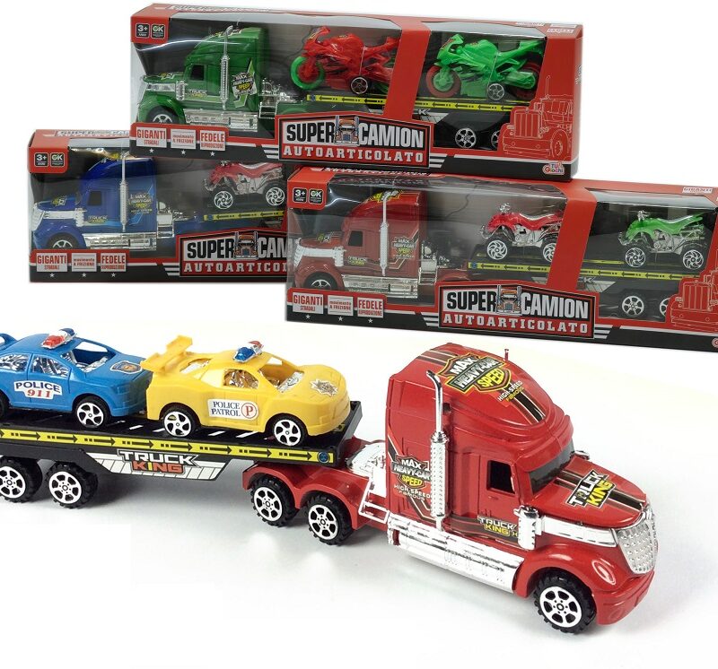 Παιχνίδι Φορτηγό Μεταφοράς Super Camion Με 2 Αυτοκίνητα Πλαστικό 32cm Σε 3 Συνδυασμούς Για 3+ Ετών