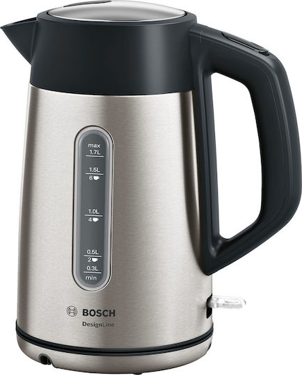 Bosch TWK4P440 Ηλεκτρικός Βραστήρας 1,7 L 2400 W Μαύρος (Μαύρο), Ανοξείδωτο ατσάλι
