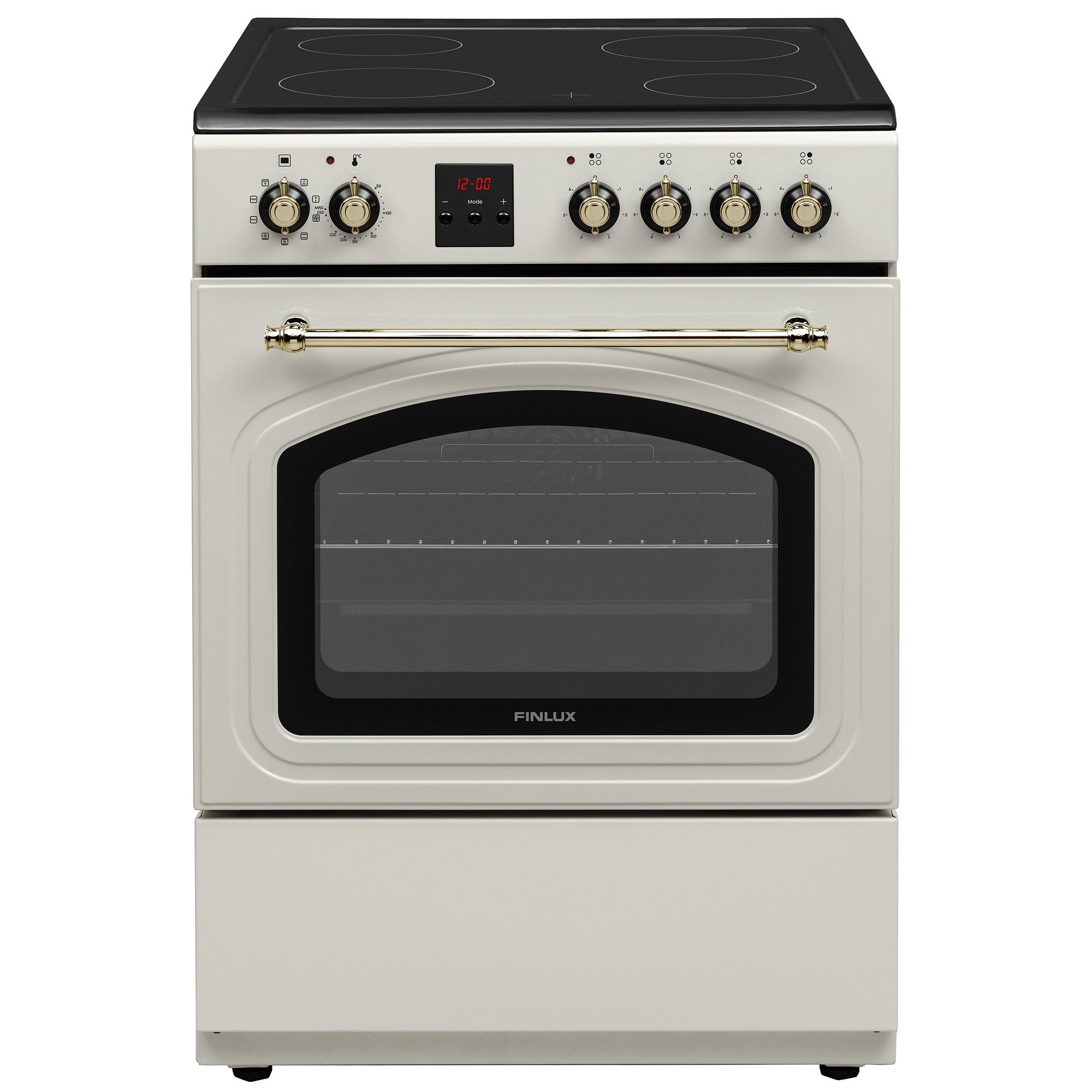 Κουζίνα Finlux FLCR 600MDT με Κεραμικές Εστίες 69lt,Π60εκ. Α, Μπεζ