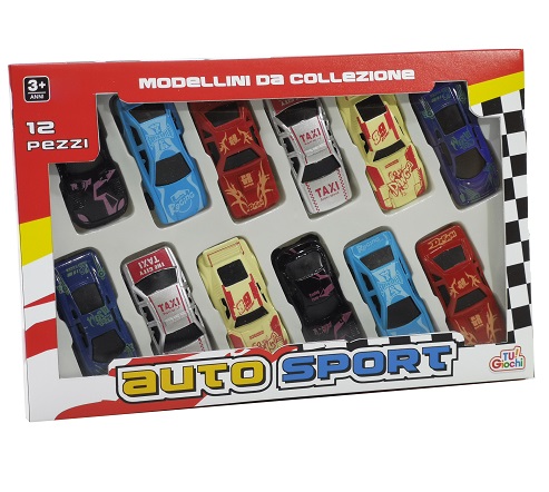 Αυτοκινητάκια Auto Sport Μέταλλο/Πλαστικό 6.5cm Σε Διάφορα Χρώματα Σετ 12Τμχ Για 3+ Ετών