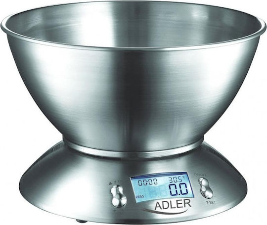 Adler AD-3134 Ψηφιακή Ζυγαριά Κουζίνας με Κάδο 1gr/5kg Inox