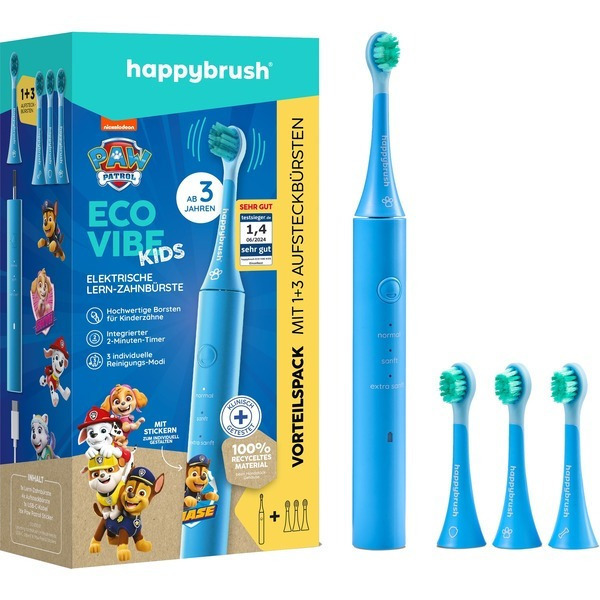 Happybrush ECO VIBE KIDS Paw Patrol Ηλεκτρική Οδοντόβουρτσα + 3 Refills, Ανοιχτό Μπλε