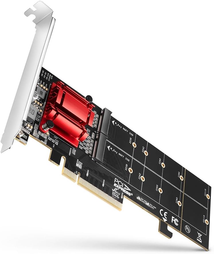 AXAGON PCEM2-ND PCE-E 3.0 8X - DUAL M.2 NVME M-KEY SLOT ADAPTER W. DATASWITCH, SP AND LP, UP TO 110MM SSD