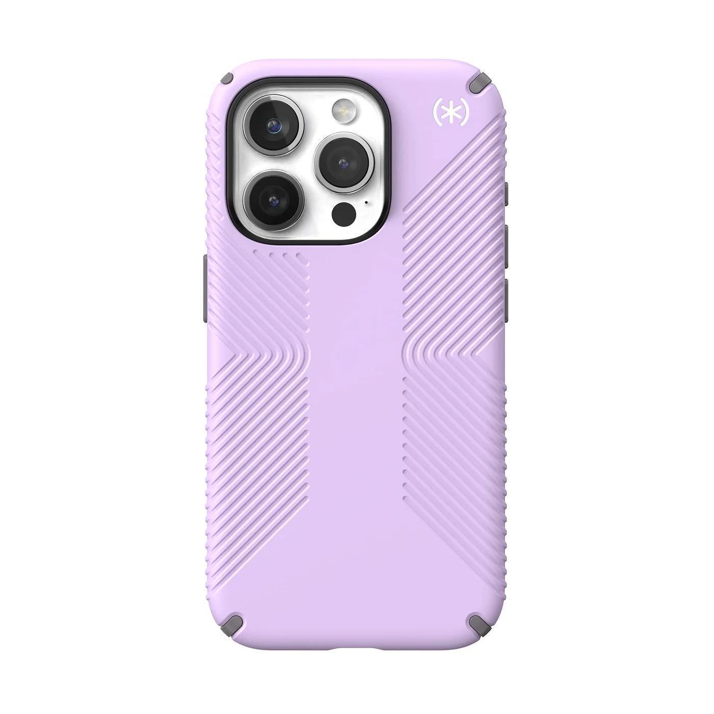 SPECK (150563-9979) IPHONE 15 PRO MAGSAFE CASE, PRESIDIO2 GRIP (SPRING PURPLE / CLOUDY GREY/WHITE )
