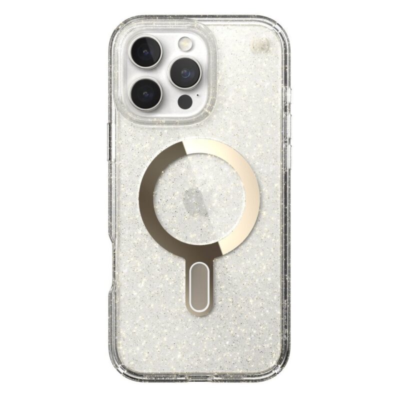 SPECK IPHONE 16 PRO MAX CASE (150730-9221) PRESIDIO LUX + CLICKLOCK (CLEAR/GOLD GLITTER)