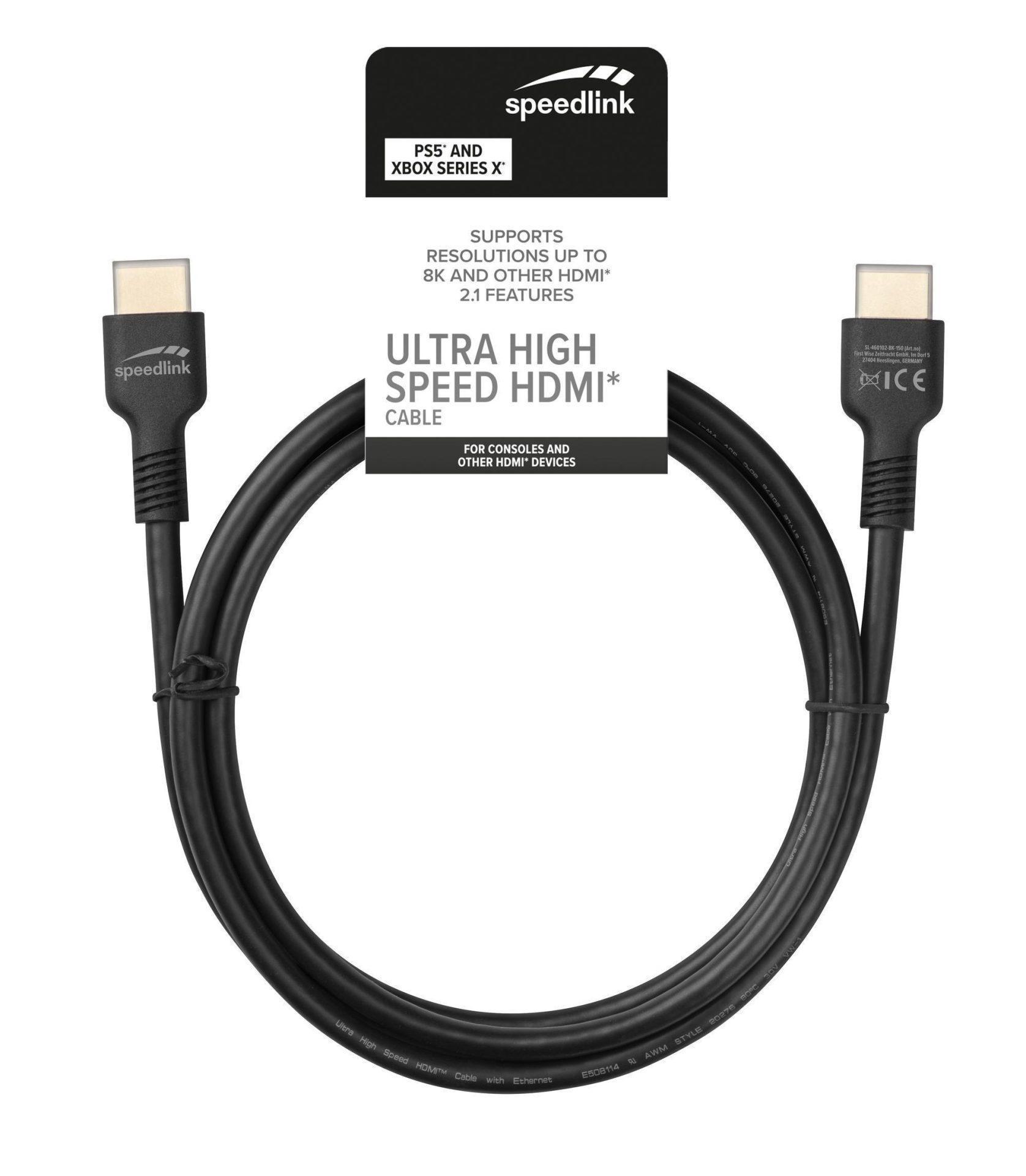 SPEEDLINK SL-460102-BK-150, ULTRA HIGH SPEED HDMI CABLE ( 1.5M)  FOR PS5, XBOX SERIES X,