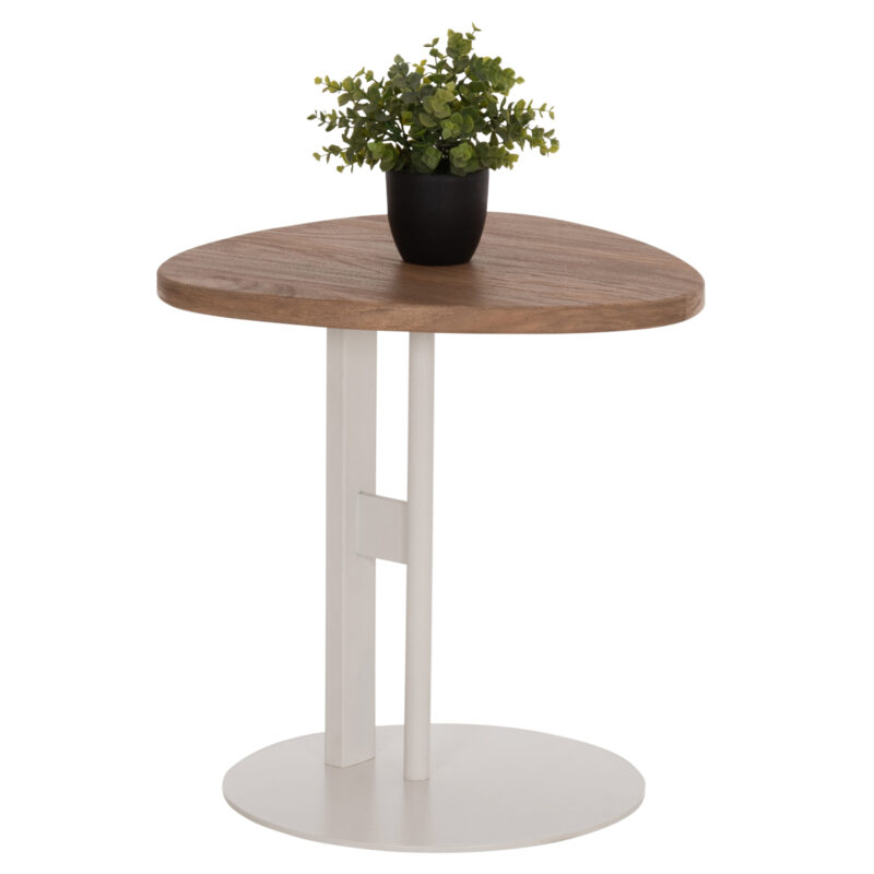 ΒΟΗΘΗΤΙΚΟ ΤΡΑΠΕΖΙ ΟΒΑΛ ALPER HM18328 MDF SONAMA--ΜΕΤΑΛΛΟ ΛΕΥΚΟ 50x50x51Υεκ.