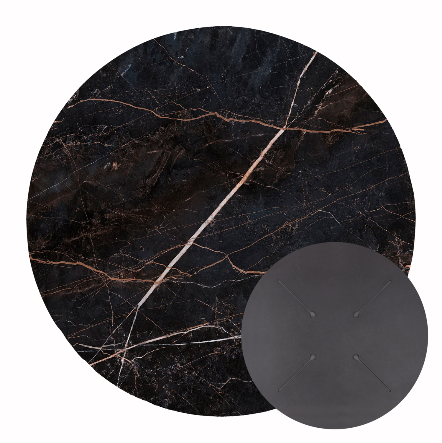 ΕΠΙΦΑΝΕΙΑ ΤΡΑΠΕΖΙΟΥ HPL ΣΤΡΟΓΓΥΛΗ HM5841.34 BLACK MARBLE Φ60εκ. (Σετ 2 τμχ)