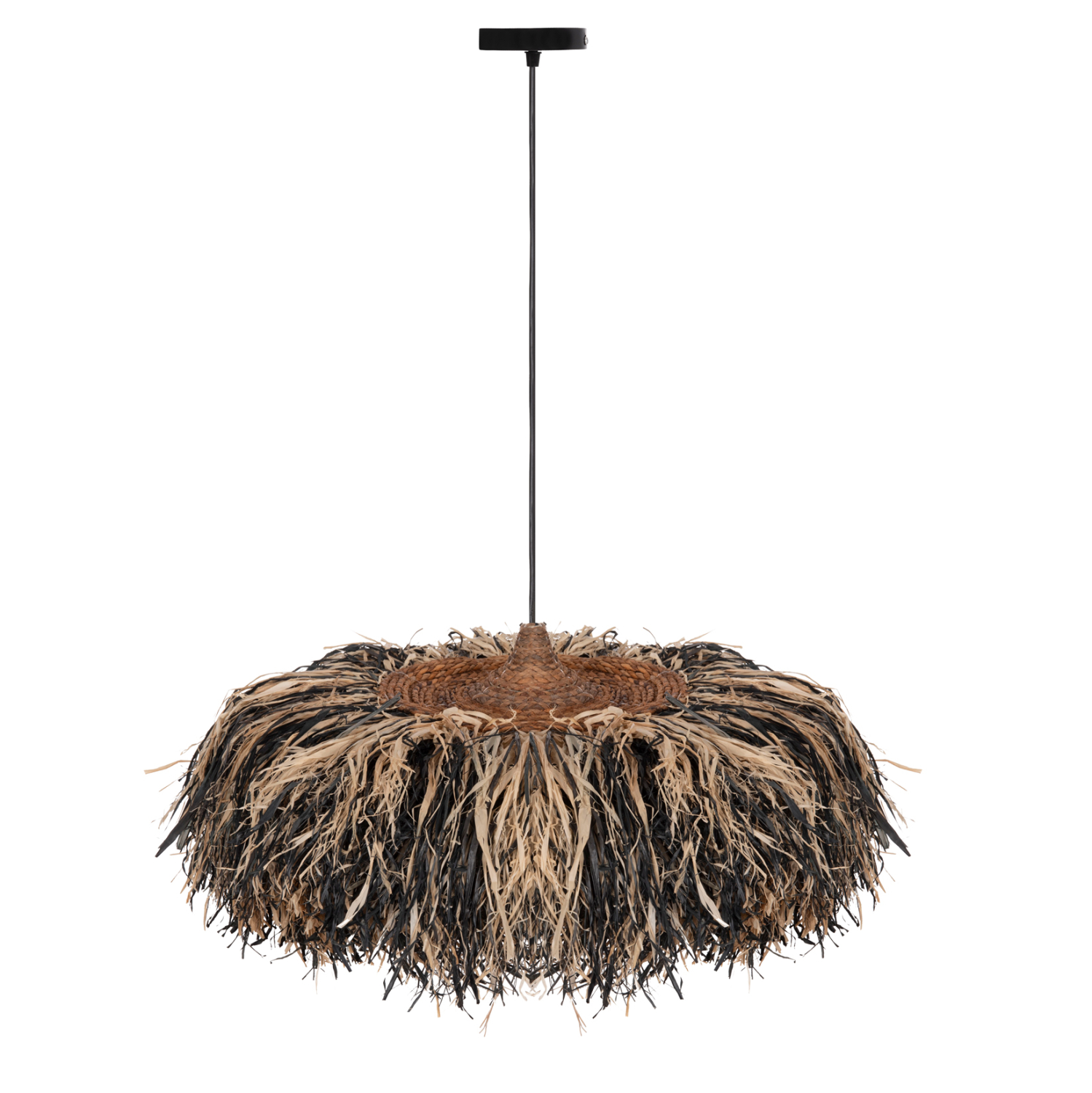 ΦΩΤΙΣΤΙΚΟ ΟΡΟΦΗΣ ORDEM HM4715 ΚΑΠΕΛΟ ΙΝΕΣ SISAL & ΜΠΑΝΑΝΑΣ-ΜΑΥΡΟ & ΦΥΣΙΚΟ Φ75εκ