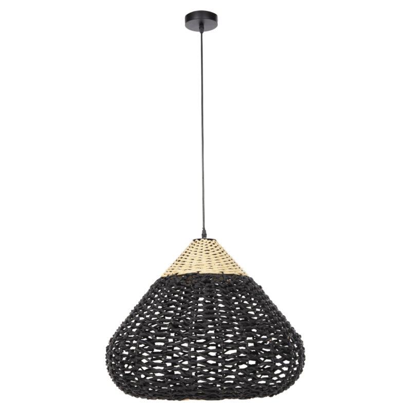 ΦΩΤΙΣΤΙΚΟ ΟΡΟΦΗΣ ΚΡΕΜΑΣΤΟ HM4346 ΑΠΟ PAPER ROPE ΜΠΕΖ ΚΑΙ ΜΑΥΡΟ Φ55,5x44Υεκ.