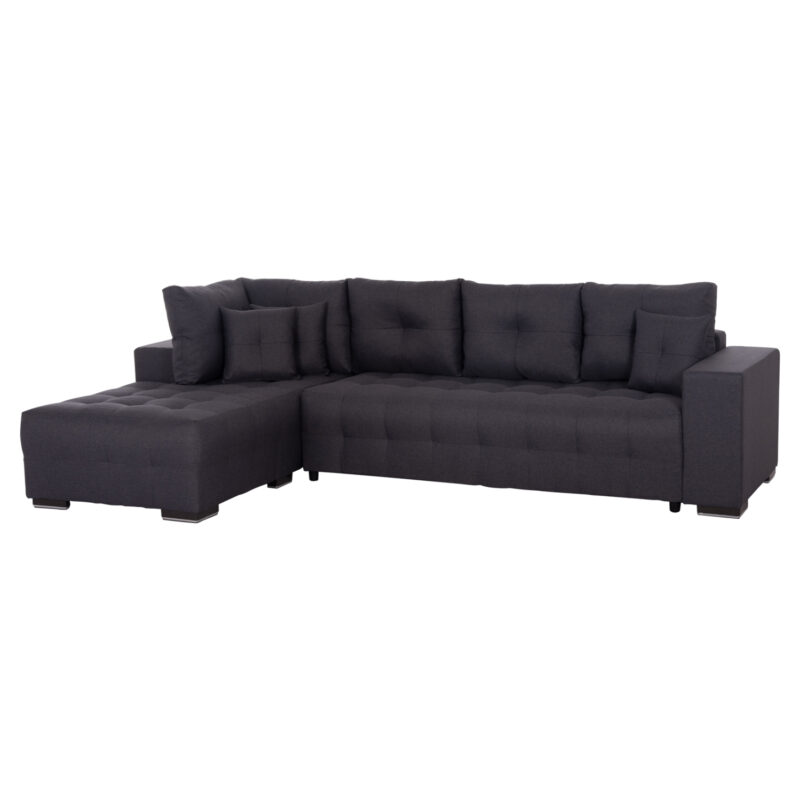 ΓΩΝΙΑΚΟΣ ΚΑΝΑΠΕΣ-ΚΡΕΒΑΤΙ ΜΕ ΑΠΟΘ.ΧΩΡΟ TRENDSTON HM3302.01L ΓΚΡΙ ΥΦΑΣΜΑ 298x177x95Υεκ