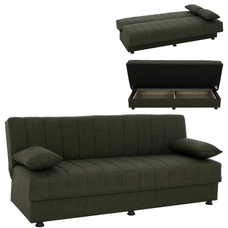 ΚΑΝΑΠΕΣ ΚΡΕΒΑΤΙ ANDRI ΤΡΙΘΕΣΙΟΣ DARK OLIVE HM3239.05--180x83x74Υεκ.