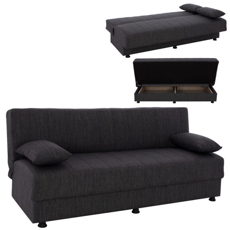 ΚΑΝΑΠΕΣ ΚΡΕΒΑΤΙ ΤΡΙΘΕΣΙΟΣ ΓΚΡΙ HM3239.03 180x83x74Υεκ.