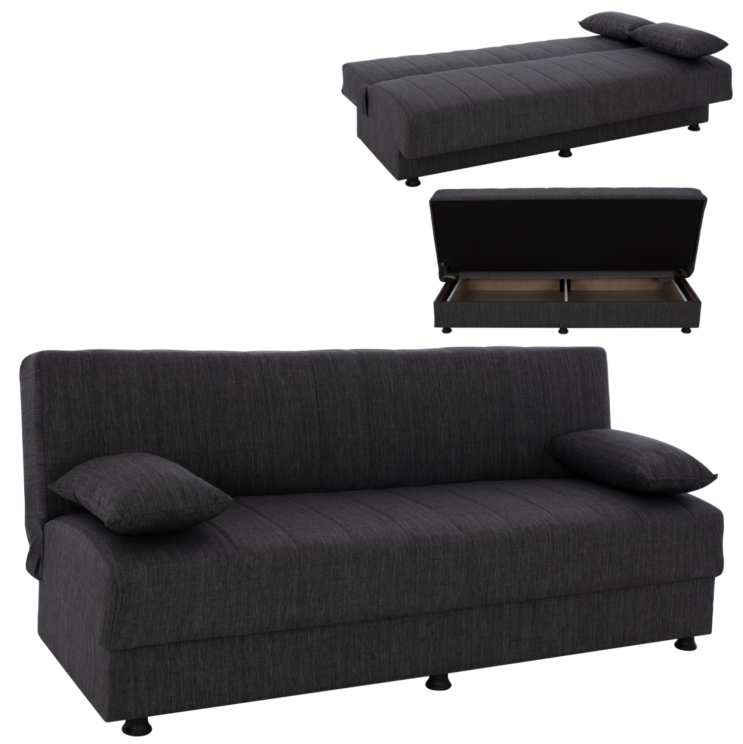 ΚΑΝΑΠΕΣ ΚΡΕΒΑΤΙ ΤΡΙΘΕΣΙΟΣ ΓΚΡΙ HM3239.03 180x83x74Υεκ.