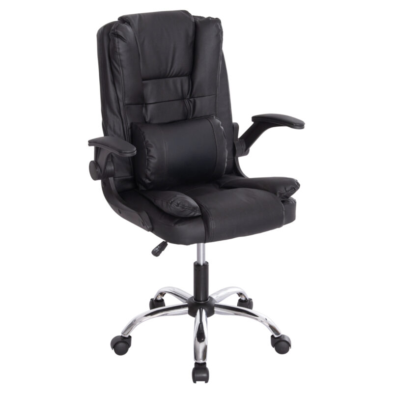 ΚΑΡΕΚΛΑ ΓΡΑΦΕΙΟΥ CANAN HM1201 ΜΑΥΡO PVC-ΒΑΣΗ ΧΡΩΜΙΟΥ 66x61x105Υεκ.