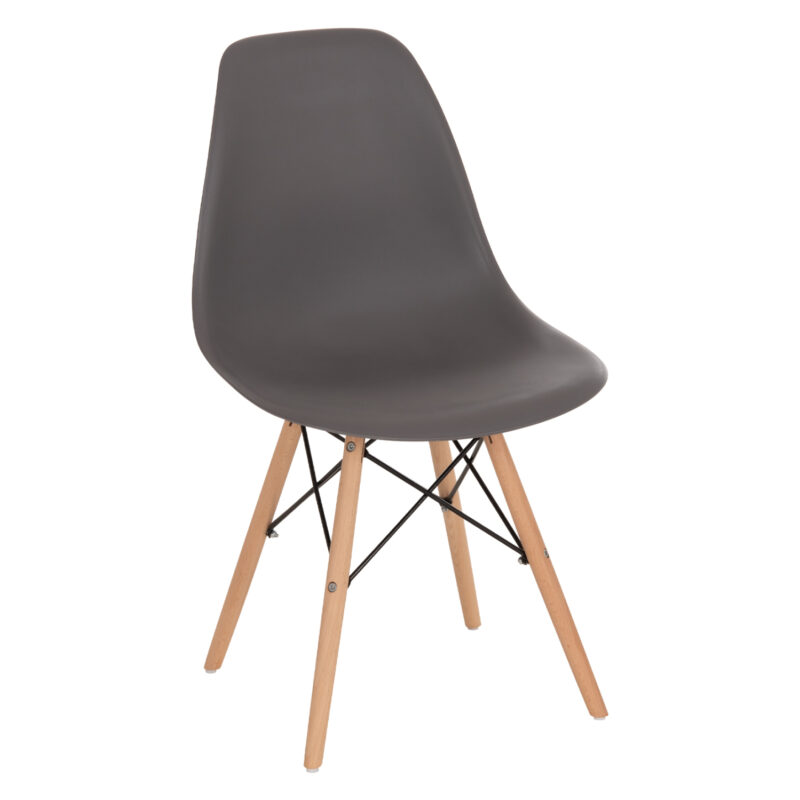 ΚΑΡΕΚΛΑ ΜΕ ΞΥΛΙΝΑ ΠΟΔΙΑ ΚΑΙ ΚΑΘΙΣΜΑ TWIST PP ΓΚΡΙ HM8460.10 46x50x82 εκ. (Σετ 4 τμχ)