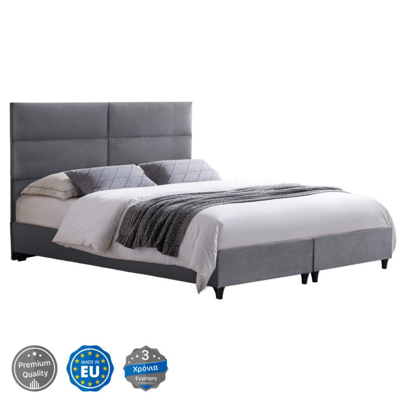 ΚΡΕΒΑΤΙ MILO ΑΠΟ ΓΚΡΙ ΒΕΛΟΥΔΟ HM628.10 ΓΙΑ ΣΤΡΩΜΑ 180x200 εκ.