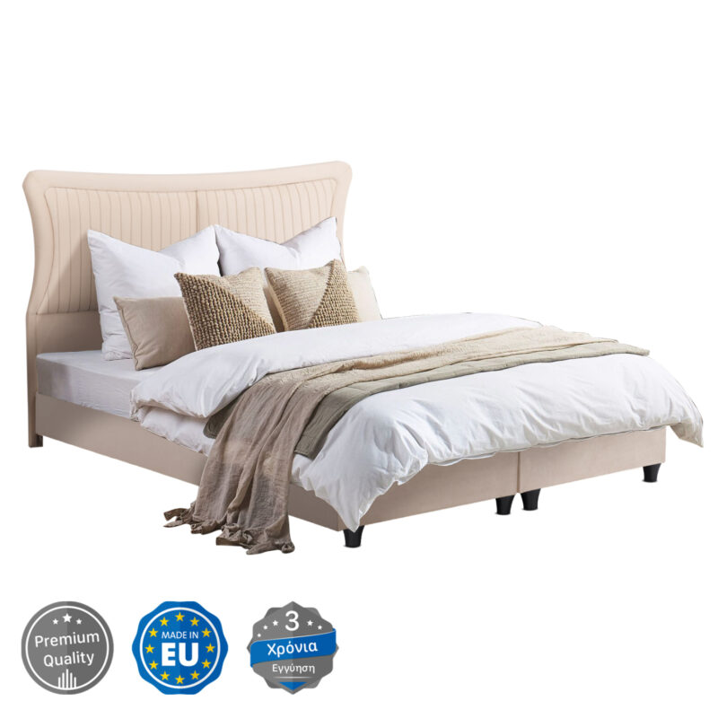 ΚΡEΒΑΤΙ ΔΙΠΛΟ NESTOR HM715 ΜΠΕΖ ΒΕΛΟΥΔΟ ΓΙΑ ΣΤΡΩΜΑ 160x200εκ.
