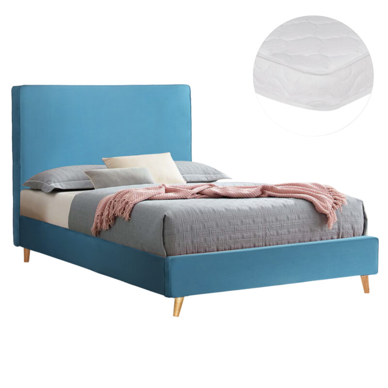 ΚΡΕΒΑΤΙ ΜΕ ΣΤΡΩΜΑ MAYLIN HM21281.02 ΤΙΡΚΟΥΑΖ ΒΕΛΟΥΔΟ--ΓΙΑ 120x200εκ