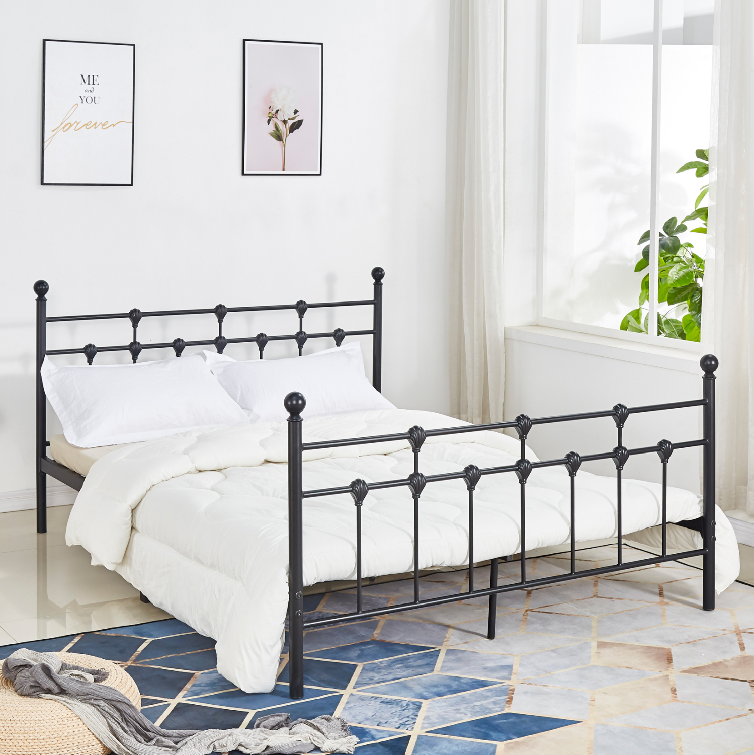 ΚΡΕΒΑΤΙ ΜΕΤΑΛΛΙΚΟ KAMIL 150x200 εκ. ΜΑΥΡΟ ΧΡΩΜΑ HM575.01