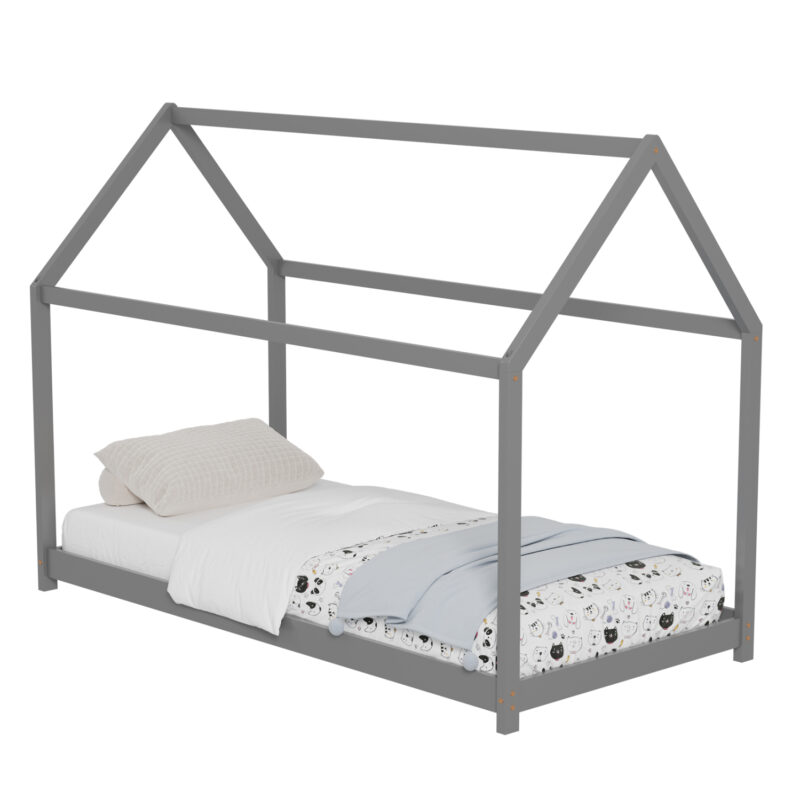 ΚΡΕΒΑΤΙ ΠΑΙΔΙΚΟ PEPE HM677.05 τ.MONTESSORI ΞΥΛΟ ΠΕΥΚΟ ΓΚΡΙ- 190x90εκ