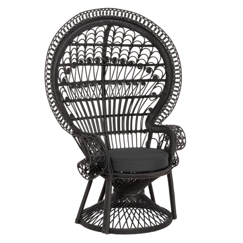ΠΟΛΥΘΡΟΝΑ ROYAL PEACOCK HM9342.03 RATTAN ΜΑΥΡΟ-ΜΑΞΙΛΑΡΙ ΜΑΥΡΟ 114x72x150Yεκ.