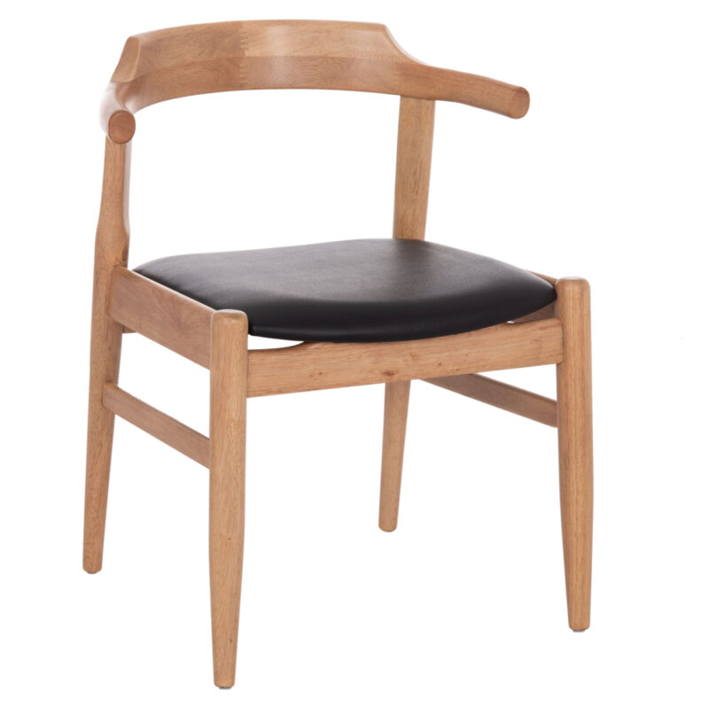 ΠΟΛΥΘΡΟΝΑ CERSEI HM9946.01 RUBBERWOOD ΣΕ LIGHT OAK & PU ΣΕ ΜΑΥΡΟ 57x53x72Υεκ (Σετ 2 τμχ)