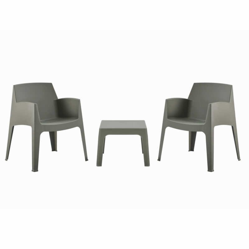 ΣΕΤ 3ΤΜΧ ΠΟΛΥΠΡΟΠΥΛΕΝΙΟΥ SLEEK HM21267.05 ΤΡΑΠΕΖΑΚΙ & 2 ΠΟΛΥΘΡΟΝΕΣ-DARK OLIVE GREEN