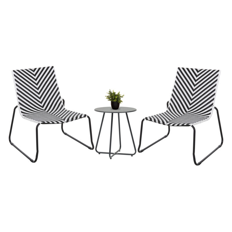 ΣΕΤ LOUNGE 3TMX ΕΞ.ΧΩΡΟΥ PONY HM21193 ΜΕΤΑΛΛΟ ΣΕ ΓΚΡΙ--ΣΥΝΘ.RATTAN ΣΕ ΛΕΥΚΟ-ΜΑΥΡΟ