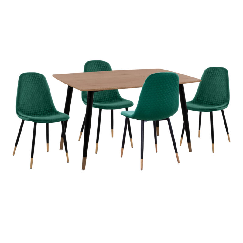 ΣΕΤ ΤΡΑΠΕΖΑΡΙΑΣ 5ΤΜΧ ALIZA HM11196.03 MDF TOP-ΒΕΛΟΥΔΟ ΚΥΠΑΡΙΣΣΙ & ΜΕΤΑΛΛΟ ΜΑΥΡΟ