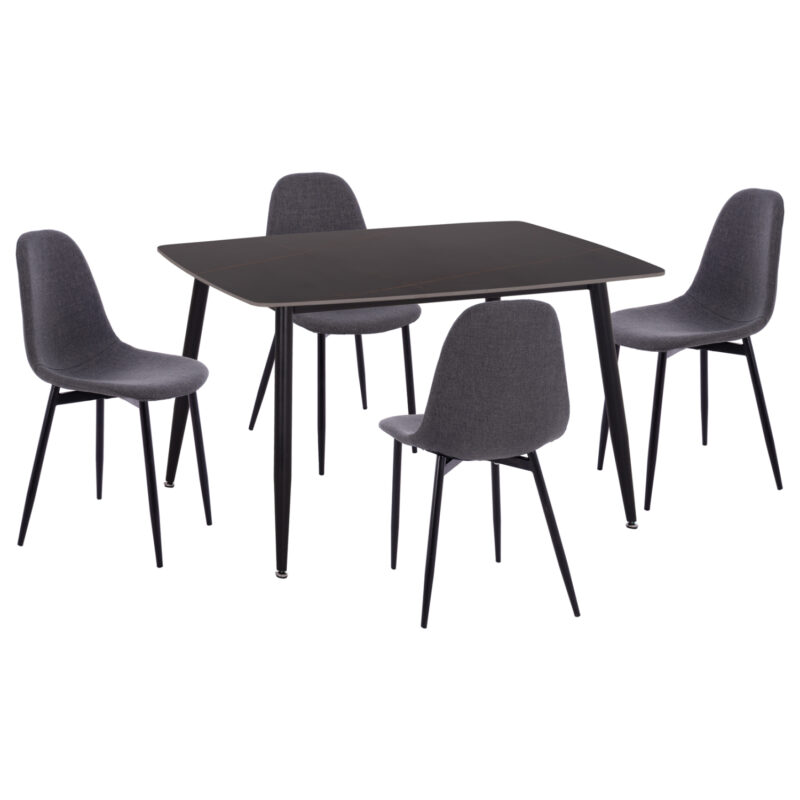ΣΕΤ ΤΡΑΠΕΖΑΡΙΑΣ 5ΤΜΧ RAVEN HM21068.02 ΚΕΡΑΜΙΚΟ TOP ΜΑΥΡΟ ΜΑΡΜΑΡΟ--ΓΚΡΙ ΥΦΑΣΜΑ