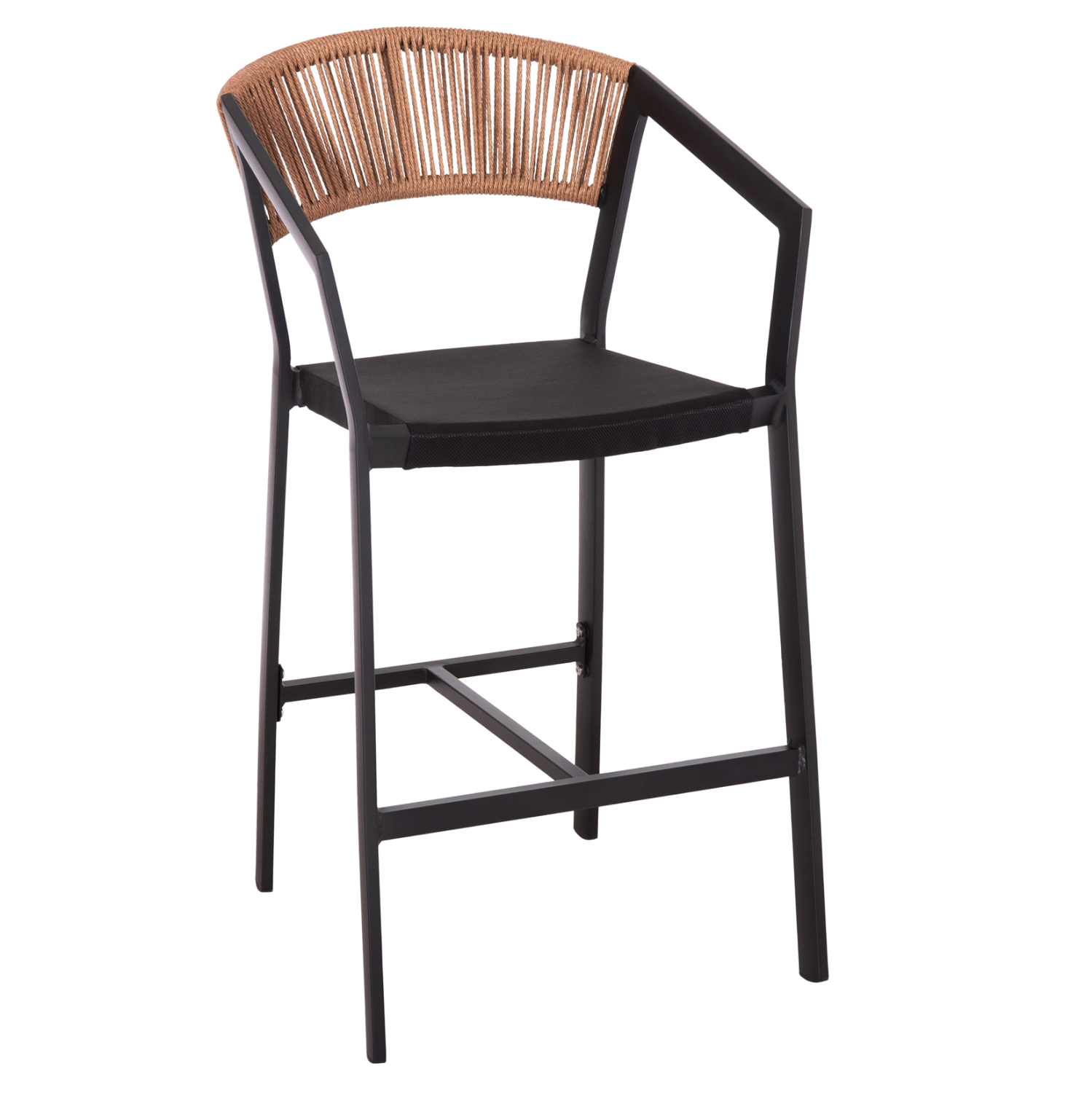 ΣΚΑΜΠΟ ΑΛΟΥΜΙΝΙΟΥ MIRI HM5892.15 ΜΕΣΑΙΟΥ ΥΨΟΥΣ RATTAN & TEXTLINE ΜΑΥΡΟ ΜΠΕΖ 55x56,5x99Υ