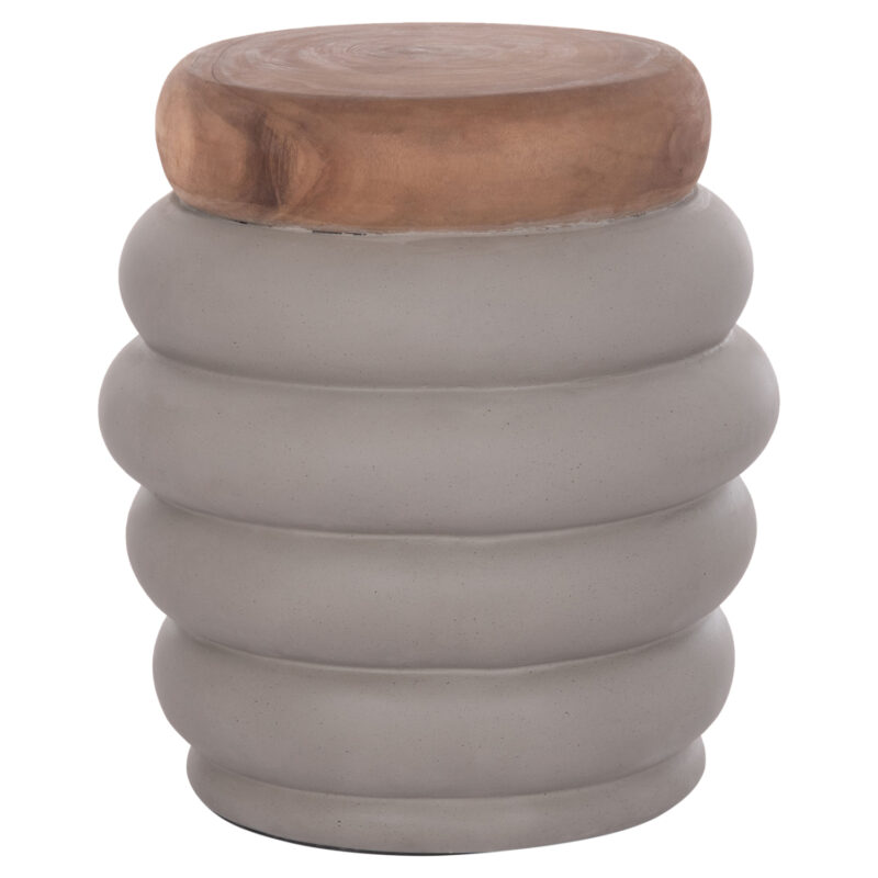 ΣΚΑΜΠΟ PUFFAT HM18172.03 FIBER CEMENT ΓΚΡΙ- ΞΥΛΟ TEAK TOP Φ45x46Υεκ.