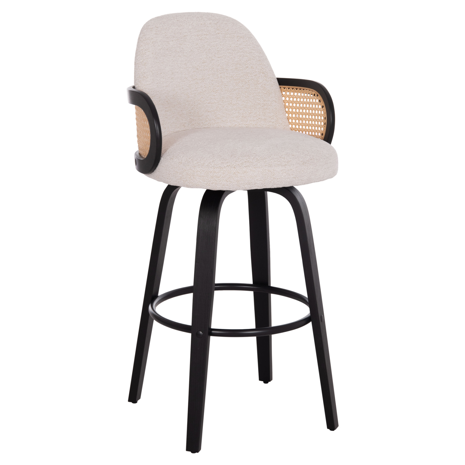 ΣΚΑΜΠΟ ΜΠΑΡ ΠΕΡΙΣΤΡΕΦΟΜΕΝΟ BECKER HM18251.02 PLYWOOD ΜΑΥΡΟ--ΕΚΡΟΥ ΥΦΑΣΜΑ 50x52x100Υ (Σετ 2 τμχ)